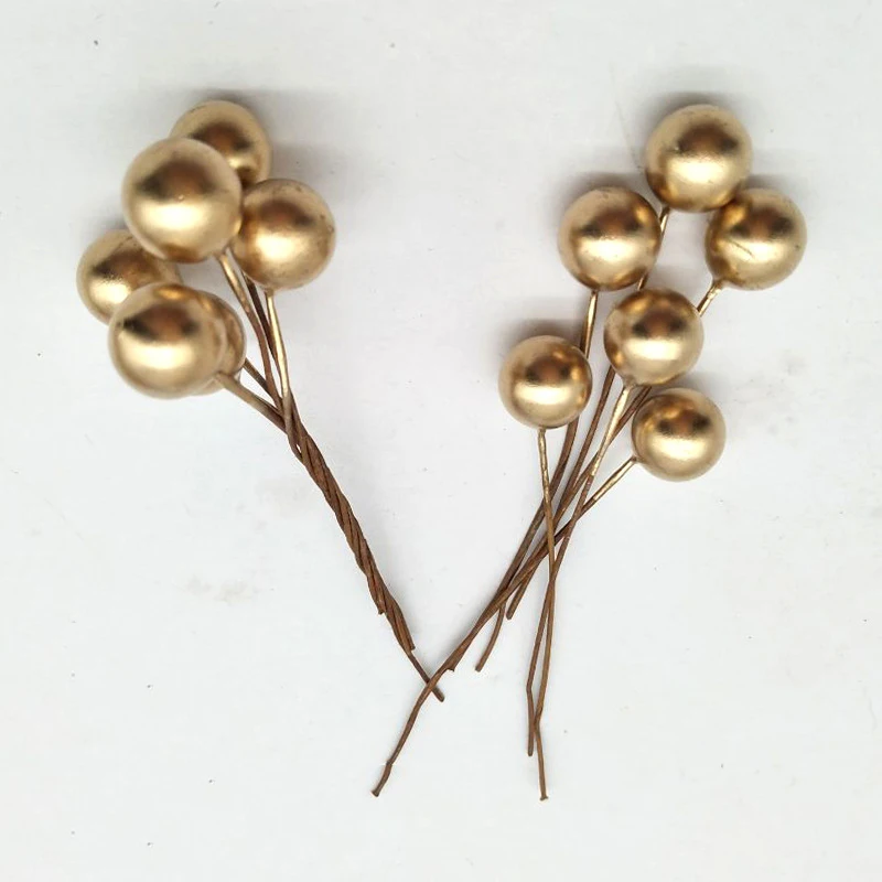 
50 Pieces Per Batch Of Mini Plastic Berry Artificial Cherry Blossom Flowers Artificial Flower Cherry Blossom Golden Pearl 