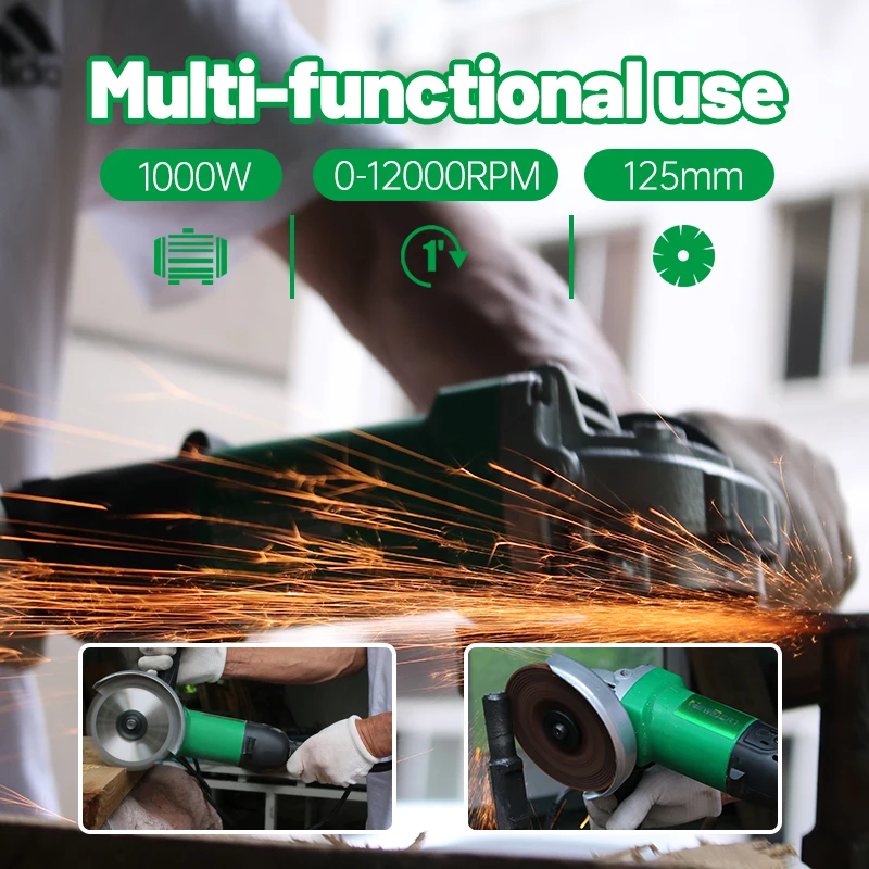 NewBeat 220V Mini Adjustable Grinder Speed Control 125mm Electric Angle Grinders Cutting Machine