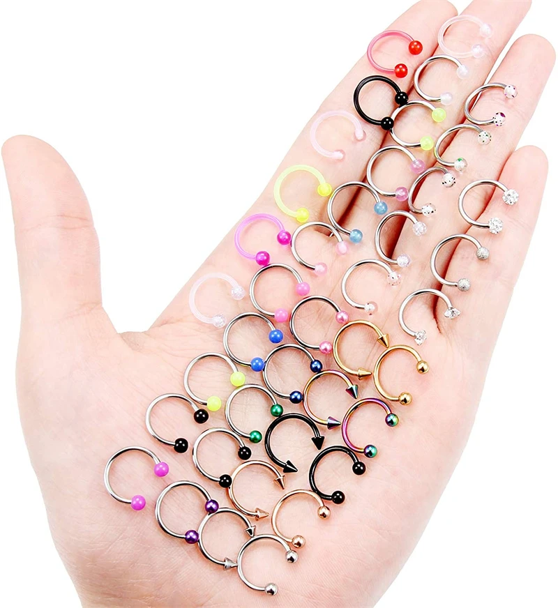 Basic Sex 316 Stainless Steel Body Piercing Jewelry Septum Hoop Horseshoe Ring Stud For Nose Ear Cartilage