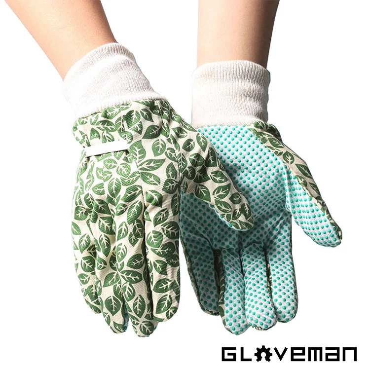 Перчатки GLOVEMAN женские с цветочным принтом, мягкие хлопковые защитные рабочие перчатки для улицы, садовые перчатки с ПВХ ручками для двора