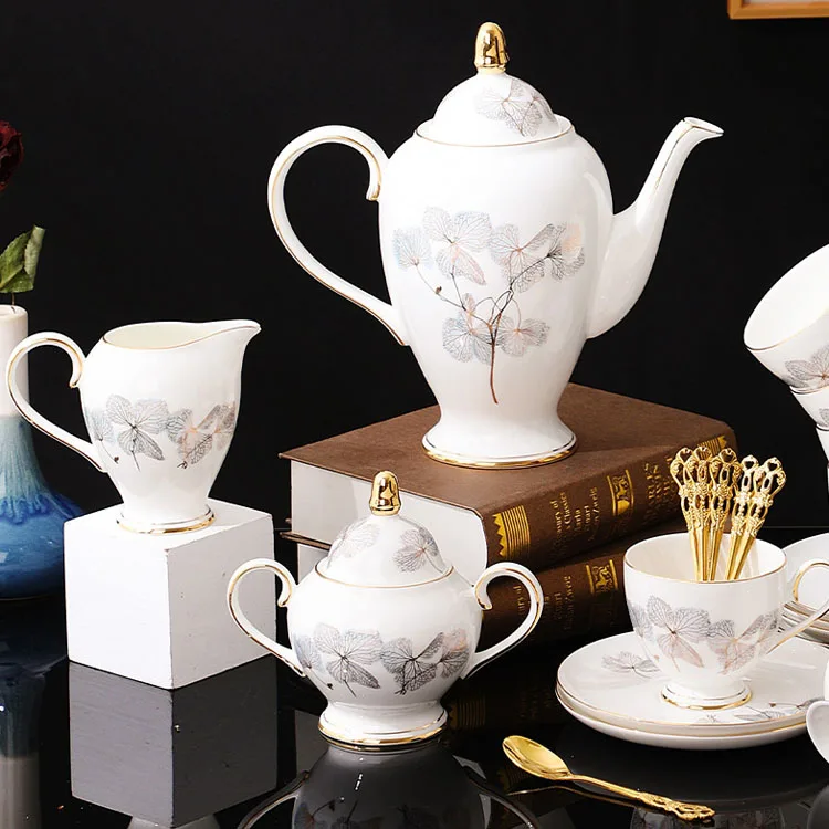 Wholesale British 21 Heads Coffee Set Cup Set  Afternoon Tea Set European Coffee Cup And Saucer With Gift Box