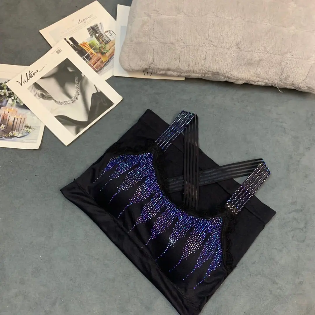 New Korean Hot Elastic Suspender Bottomless Rhinestone Shirt Inside Light Vest Top Outside