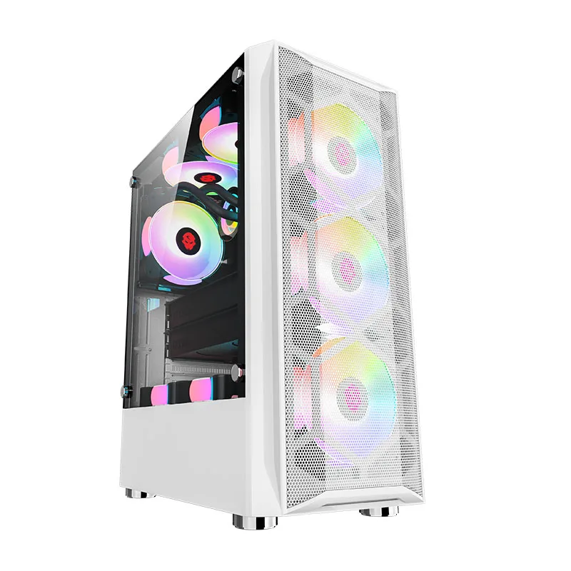 
Colourful Tempered Glass Horizontal Cooled CPU Cabinet Pink Computer Case Gaming 