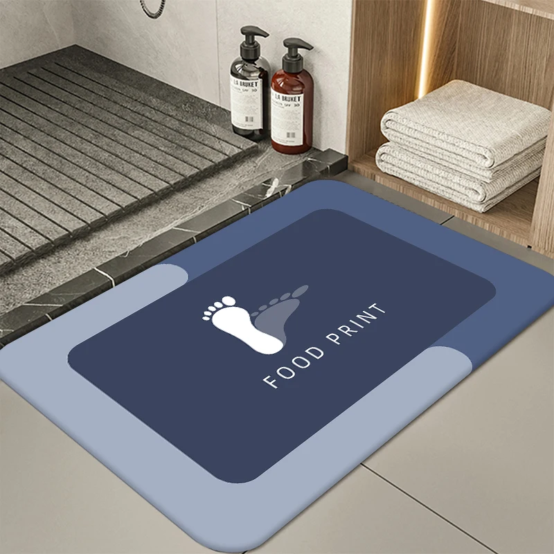 Bath Mat With Home Word Hotel Soft Anti-Slip Diatomite Absorbent Mat