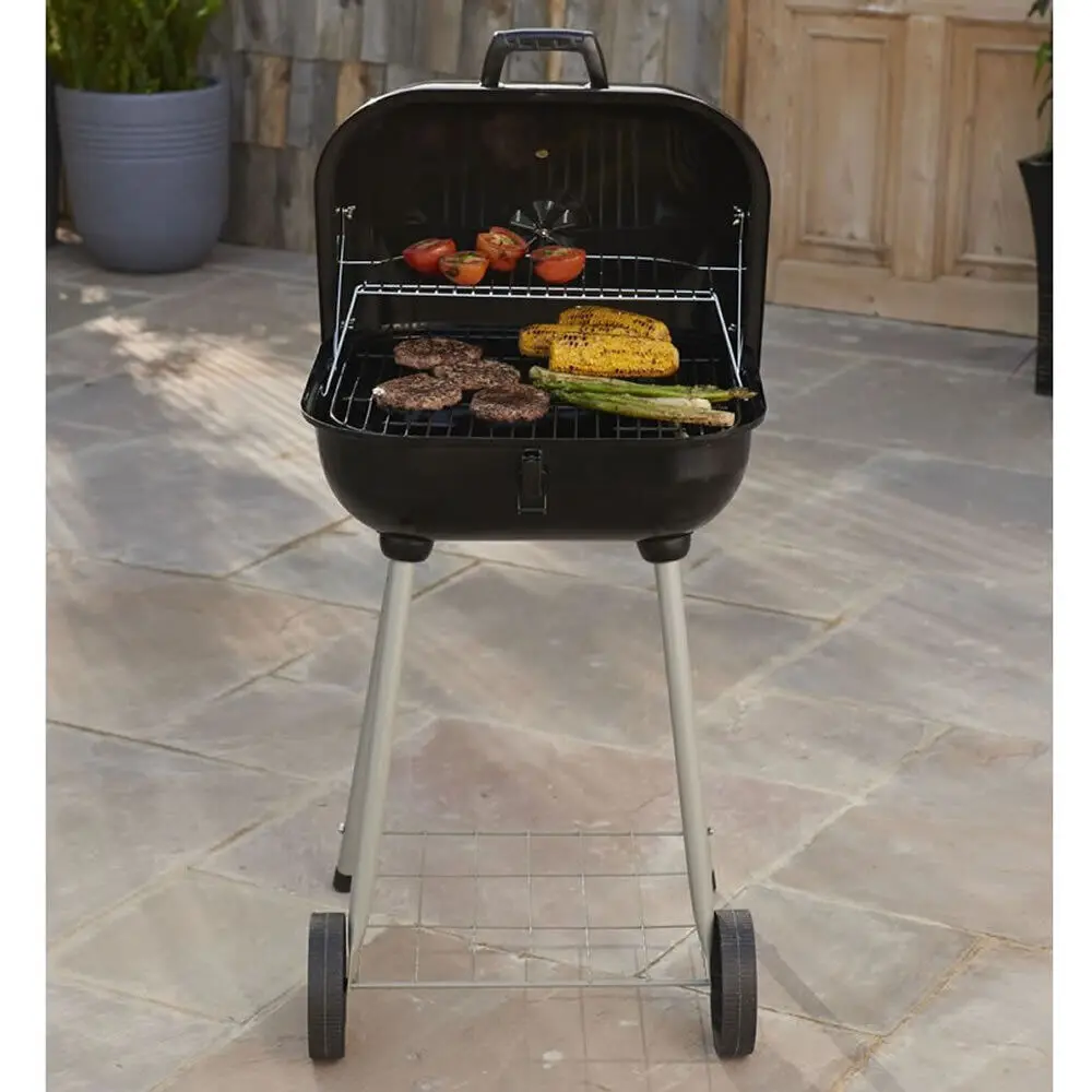 Large Trolley Barrel Square Bbq Big Charcoal Barbecue Grill
