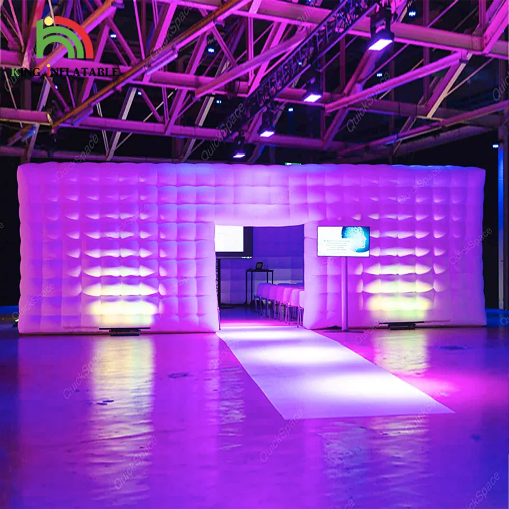 Large Cube Wedding Party Led Light Inflatable Tent Event Photo Booth White Giant Inflatable Cube Marquee Tent