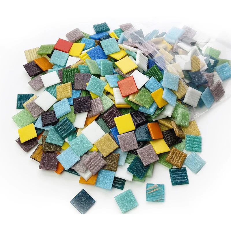 Wholesale 1000g Mixed Color Crystal Mosaic Tiles Shine Stained Glass Bulk Assorted Shapes for DIY Crafts & Home Decoration