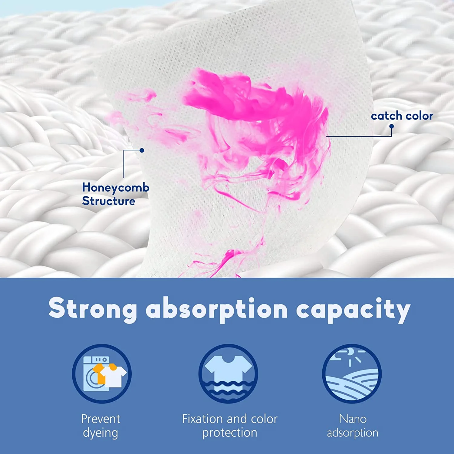 ECO Cloths Nonwoven Fabric Grasper Laundry Dryer Catcher Color Catcher Color Absorber Nonwoven Grabber Washing Sheet