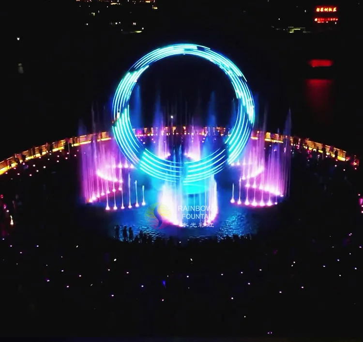 Fashion Unique Design Big O Stainless Steel Sculpture With Amazing Dancing Water Fountain Show