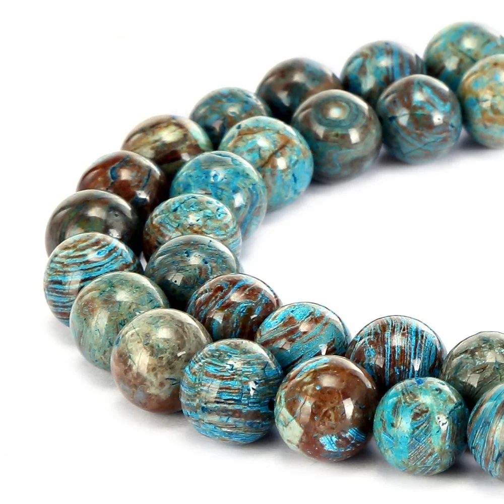 4~12mm Blue Calsilica Jasper Blue Crazy Lace Agate Round Gemstone Loose Beads For Jewelry Making