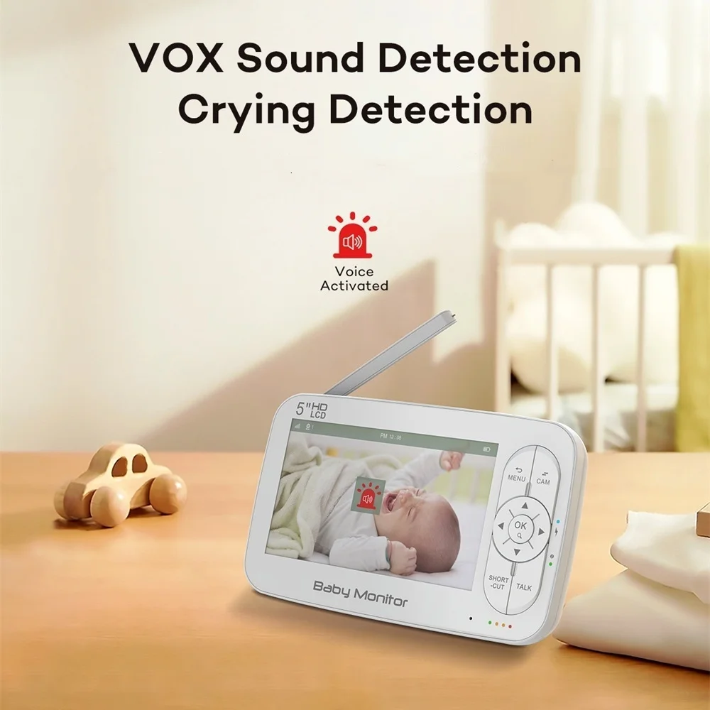SONIX RTOS Low Power Consumption Long Battery Life Crying Alarm Lullabies VOX Mode Full HD 720P 1080P Baby Monitor with Camera