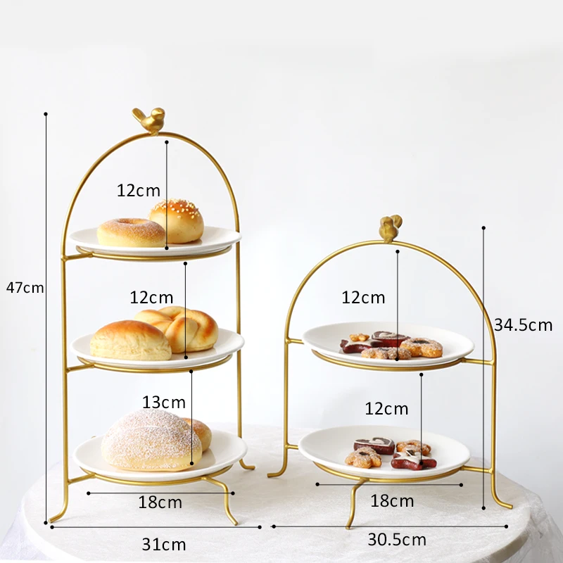 Modern Style Creative dessert display rack with glass plate iron wire gold cake stand other wedding decorations
