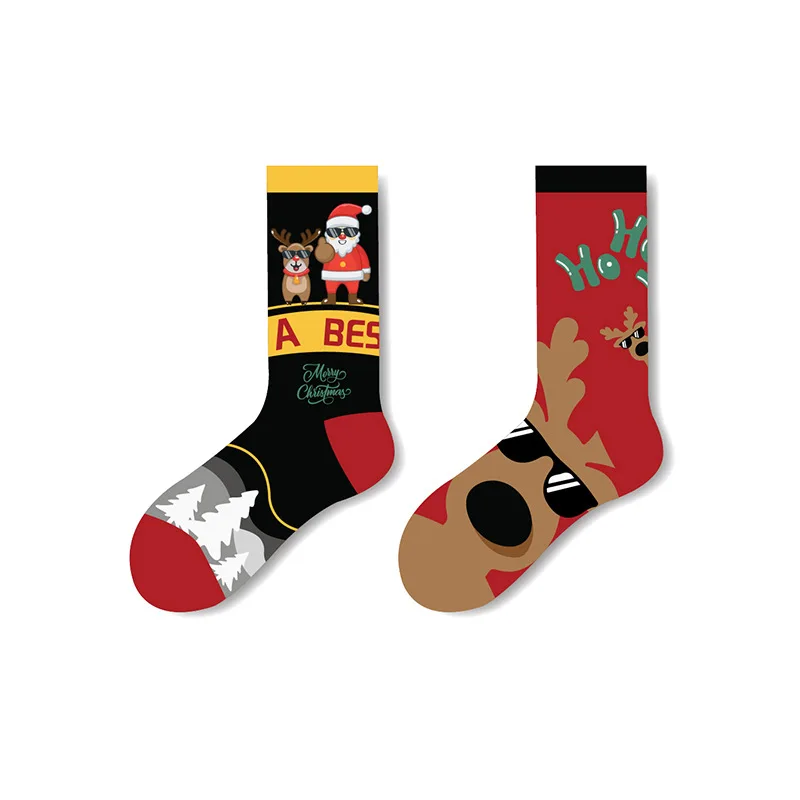 Wholesale New Arrival AB Design Jacquard Crew Socks Custom Christmas Cotton Dresses for Unisex Funny Tube Body Cuff Logo Winter