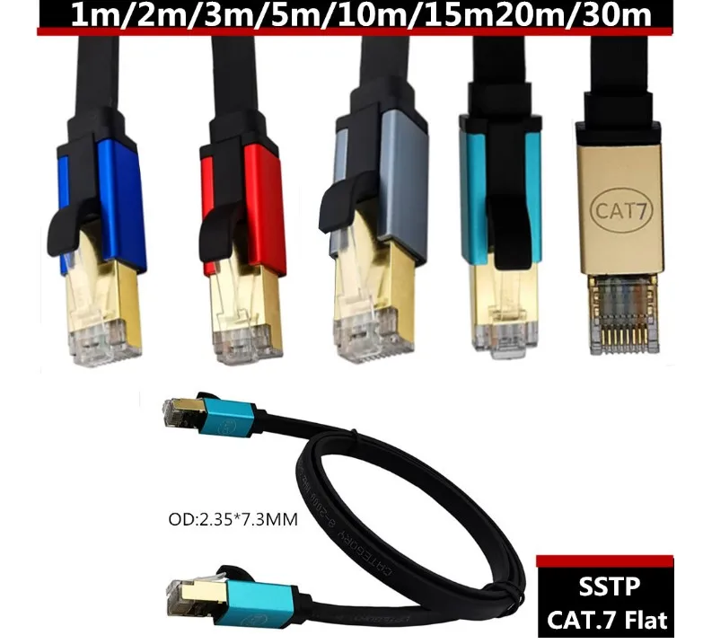 SSTP High Speed Flat RJ45 Cat7 Ethernet Cable Shielded Internet LAN Computer Patch Cord Cable