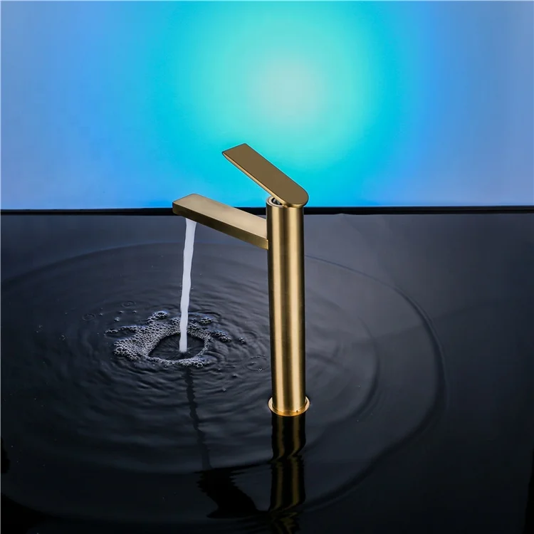 
Brushed Gold Solid Brass Bathroom Faucet Basin Mixer Sink Taps Single Handle Hot And Cold Water Faucet wash basin mixer tap 