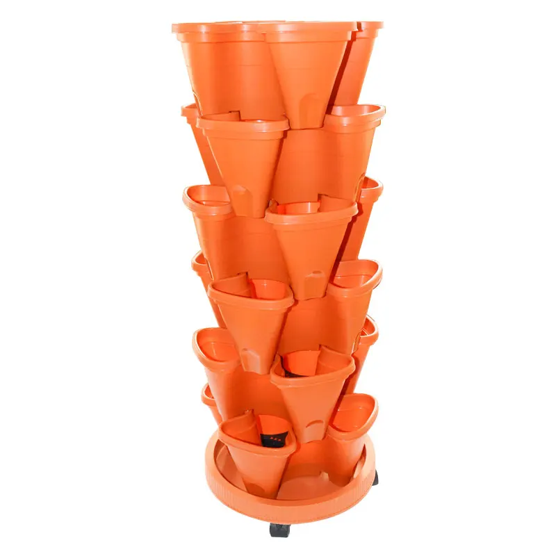 Stackable Garden Strawberry Planter Plastic Flower Pot Plants 5 Tier Garden Tower Vertical