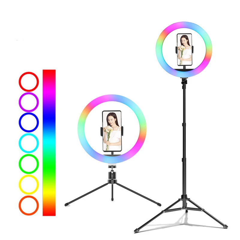 
 Диммируемая светодиодная портативная изменяющаяся RGB фотография макияж селфи кольцевой заполняющий свет со штативом aro de luz de  