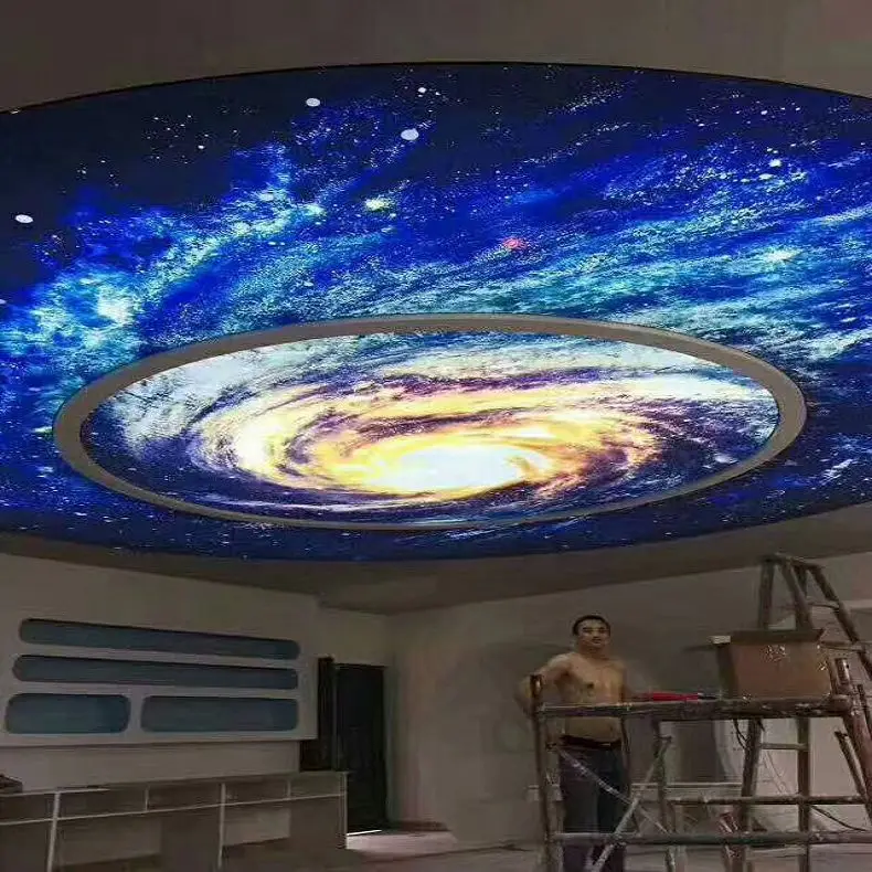 Interior decorative Modern False roof ceiling tiles 3d starry sky printed stretch ceilings film design for house living pop room