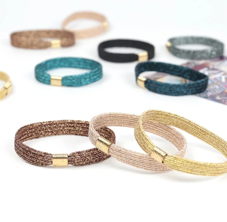 
Metallic mixing colors basic design fashion hair tie 