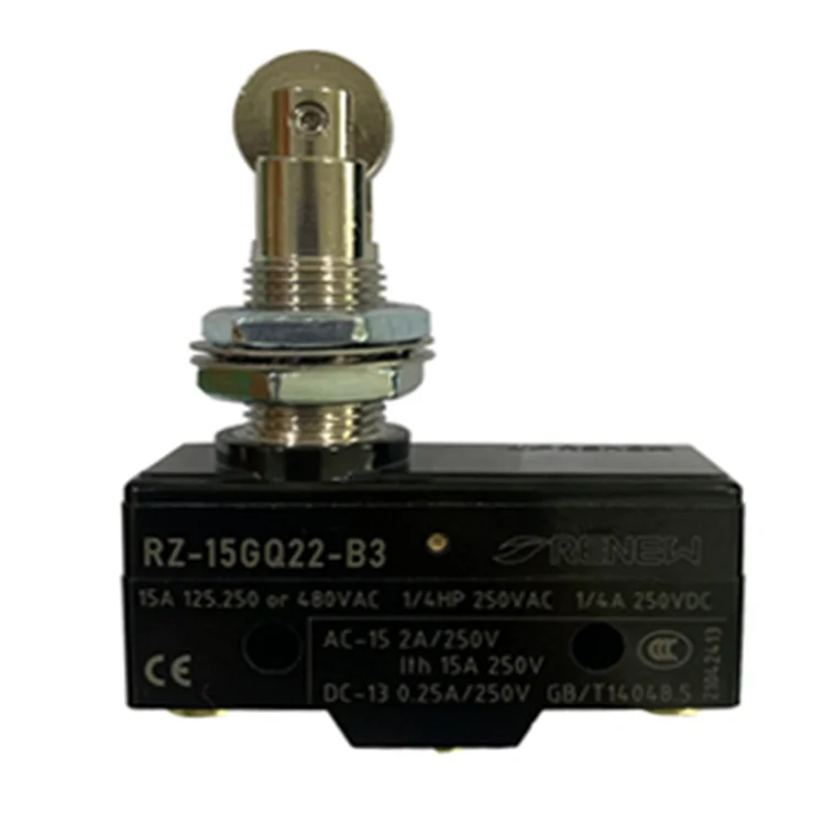 Micro Switch 15A Panel Mount Roller Plunger Microswitch RZ-15GQ22-B3 Silver Point 250V AC
