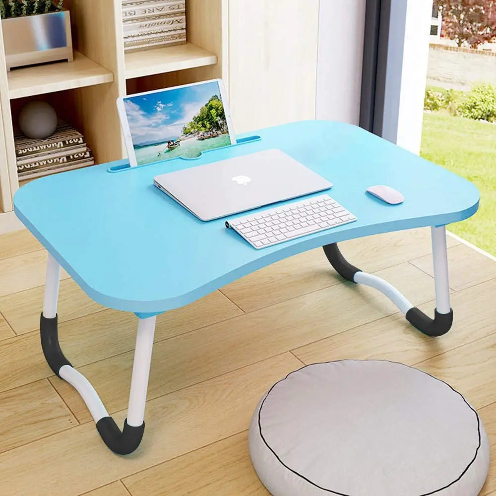 MDF деревянный складной компьютерный стол со светодиодной подсветкой и питанием от USB и шум вентилятора серийной использования в спальне стол для ноутбука