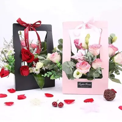 Factory direct paper flower box long stem flower box clear plastic flower box in low price