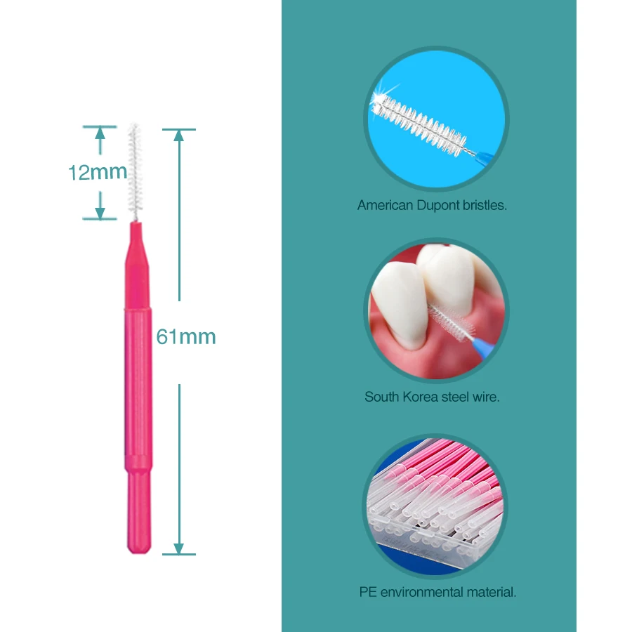 OEM Interdental Brushes Dental Floss Pick Orthodontic Slim Push-Pull Dental Teeth Brush Bamboo Interdental Brush Toothpick