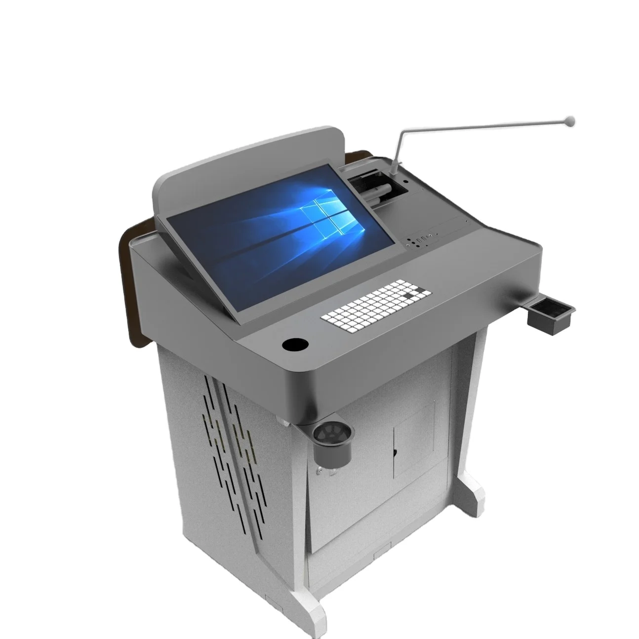 Aluminum podium Height Adjustable Lectern Audio Visual IOT controlling presentation table