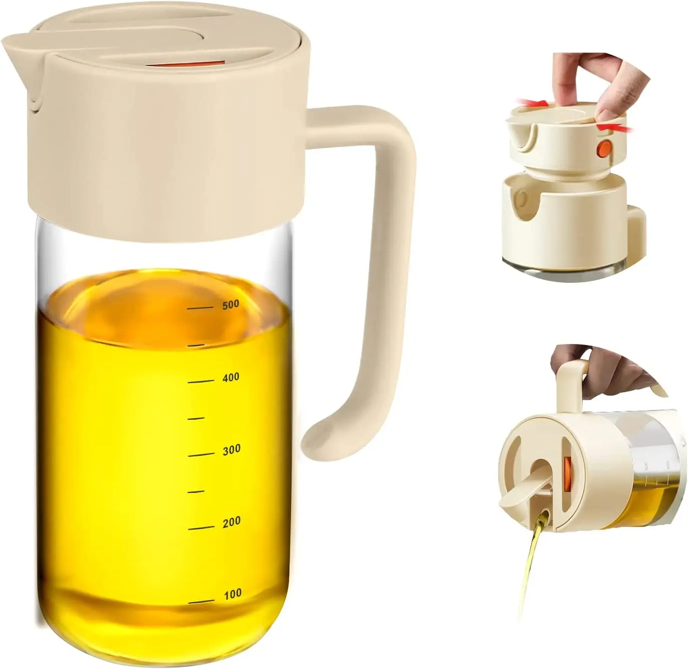 New Designs Kitchen Cooking Clear Glass Olive Oil and Vinegar Bottle Oil Dispenser with PP Plastic Pourer
