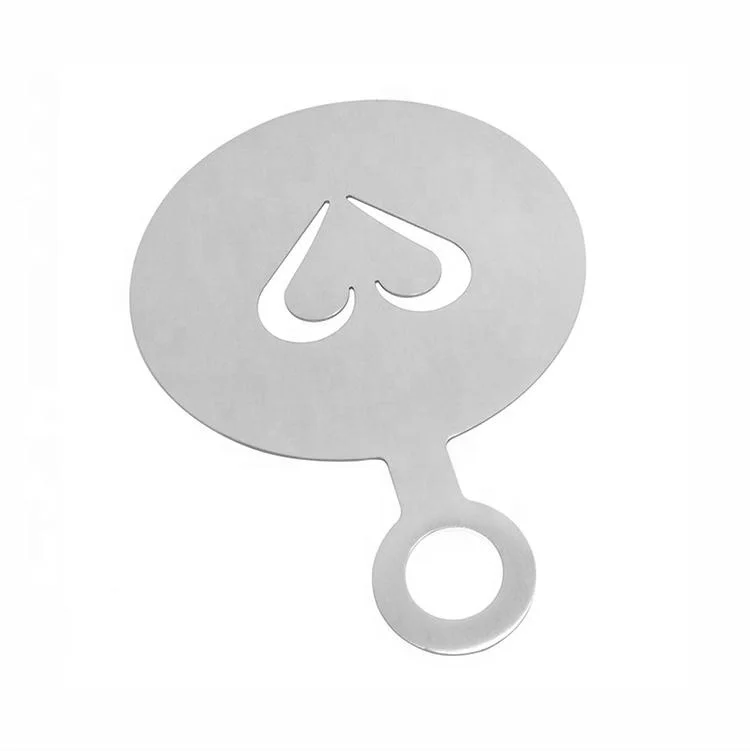 UJ-KT429 Durable Heart Pattern Stainless Steel Coffee Stencil  Capuccino Stencil