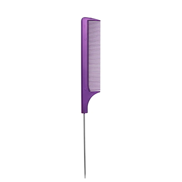 Professional Salon Hair Styling Stainless Steel Pin Tail Anti-static hair Comb Plastic Rat Tail Parting Comb for Braid