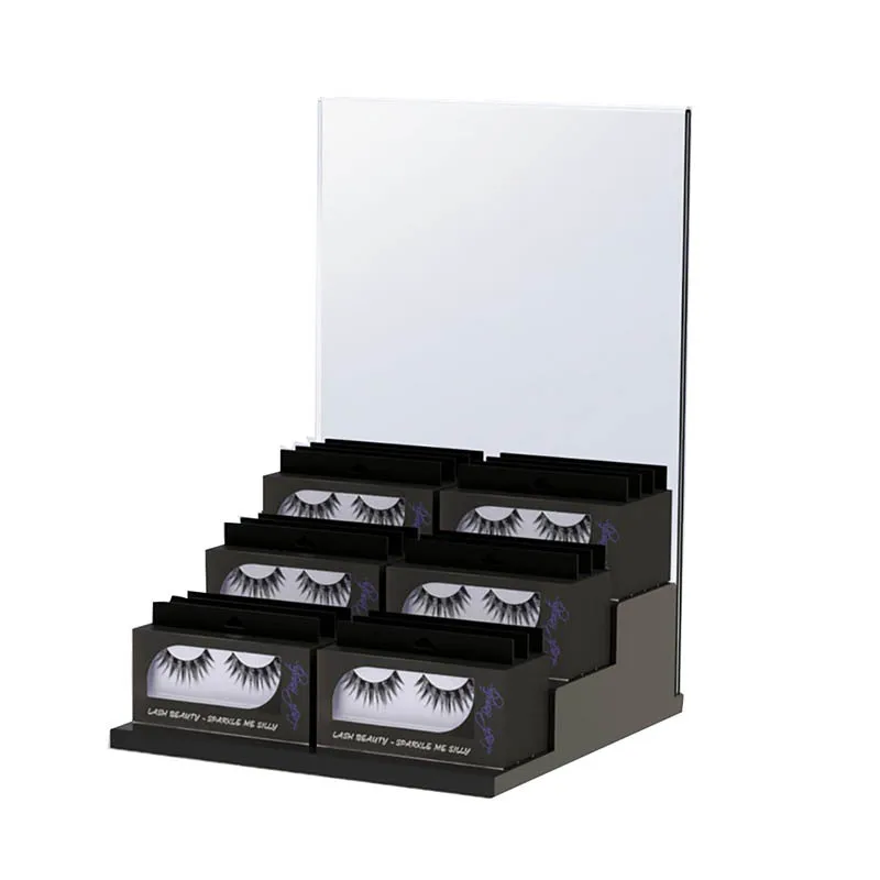 Custom Modern acrylic product display stand lashes and lenses bar counter top pop display stand for kiosk retail store