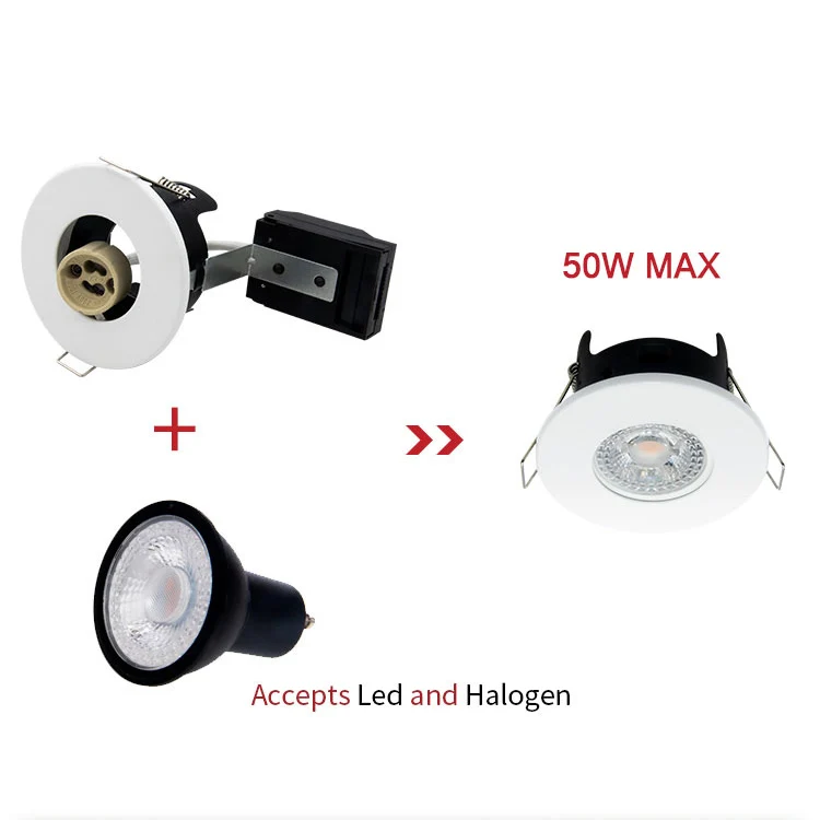 IP65 Waterproof GU10 Down Light Aluminum IC Rated Flicker Free COB Down Light Housing CCT 50W Gu10 Fire Rated Downlight