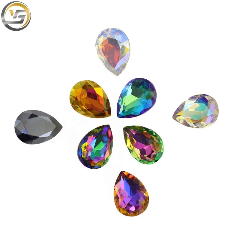 High Quality Multiple Size Crystal AB Color Drop Shape Glass Rhinestones For Accessories