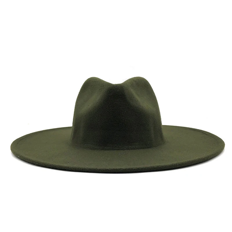 
Autumn Winter Womens Felt Hat Fedoras Big Brim Hats For Women British Style Vintage Church Hats Lady Flat Brim White jazz cap 