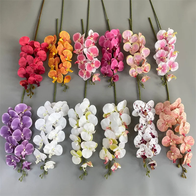 Hot Sale Latex Real Touch Orchid Phalaenopsis Moth Orchid 9 Heads Artificial Orchids Flower For Wedding Decorations