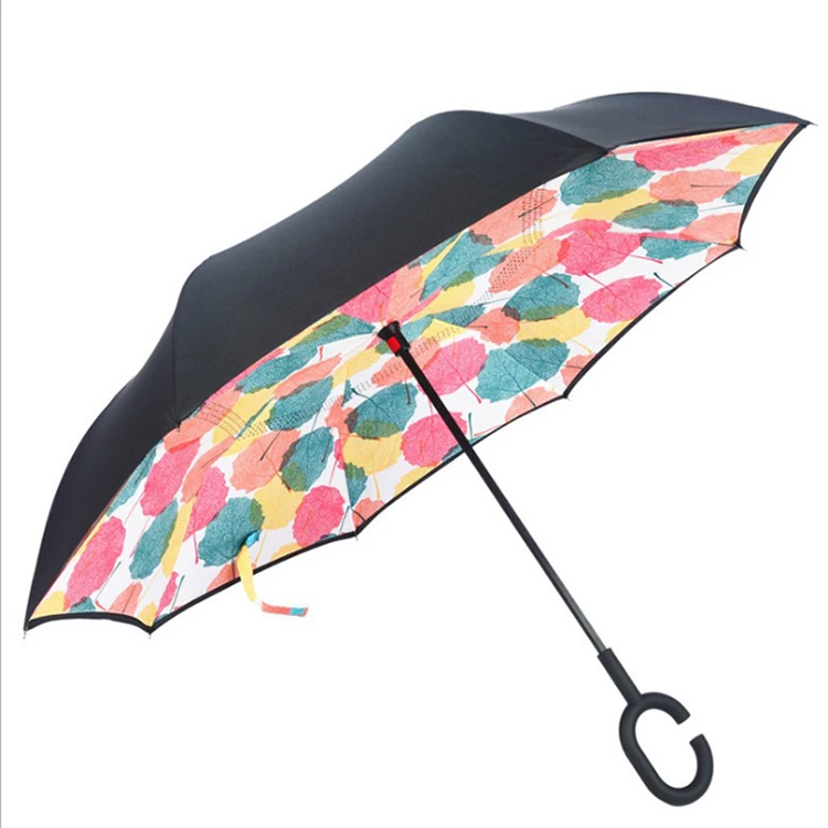 Wholesale custom  reverse invert umbrella double layer for keep out wind and rain