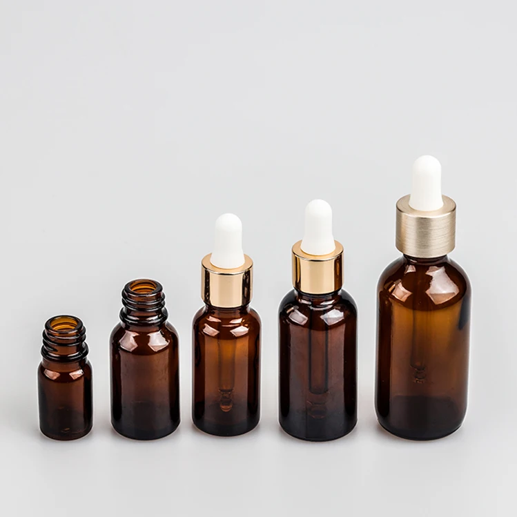 Флаконы из янтарного стекла для сыворотки, флакон с пипеткой для эфирного масла на заказ, 5 мл, 10 мл, 30 мл, стеклянная бутылка с пипеткой