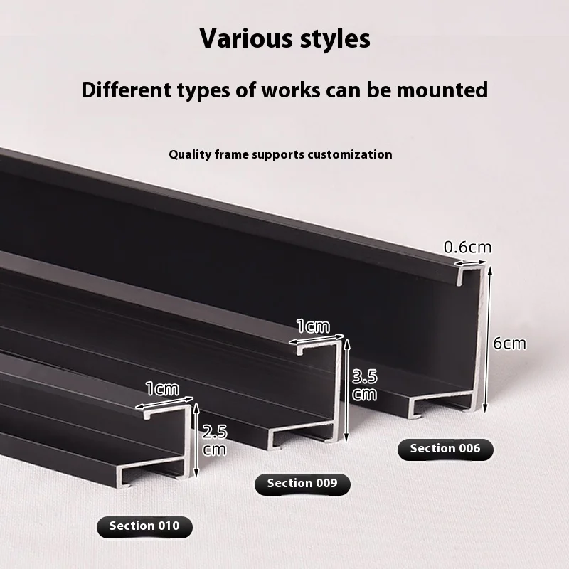 Simplified narrow edge aluminum alloy metal oil painting frame L-shaped mounting frame customized large-sized wall hanging frame