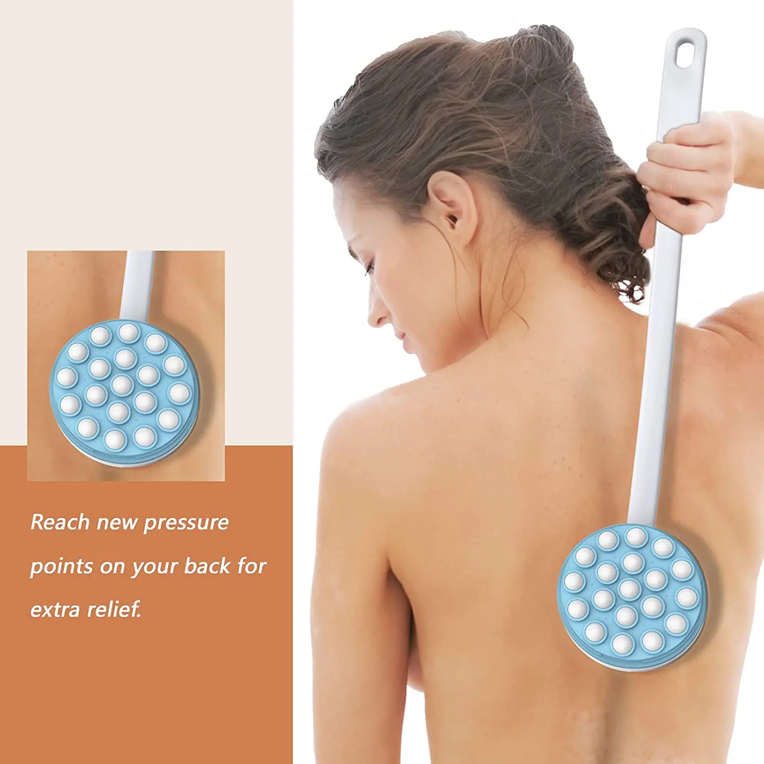 Wholesale Long-Handle Body Lotion Applicator Cream Oil Roller Massage Brush for Back Legs Head Bathroom Use Sunscreen Shower Gel