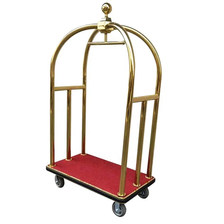 C021 Stainless Steel Birdcage Baggage Carrier Trolley Hotel Lobby Luggage Trolley Bellman Baggage Cart Hotel Furniture