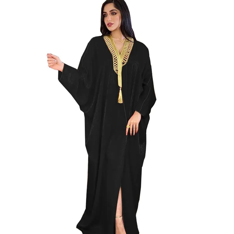 SA0155 Arab Dubai Muslim Turkish Batwing Sleeve Dress Muslim Women Abaya Robe Femme