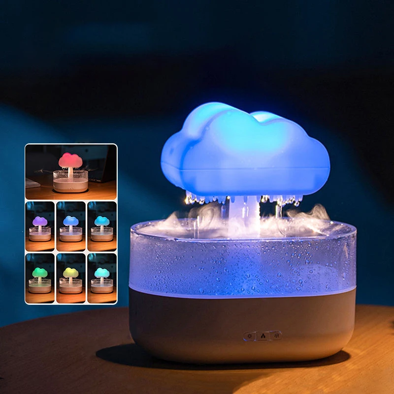 New Arrival 7 Colors Light Raindrop Smart Humidifiers Water Drip Raincloud Essential Oil Humidifier Rain Cloud Aroma Diffuser