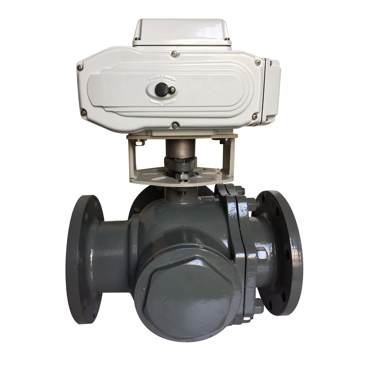 ROTK Stainless Steel 3 Way Flange Motorized AC 220v SS304 316 Electric Ball Valve