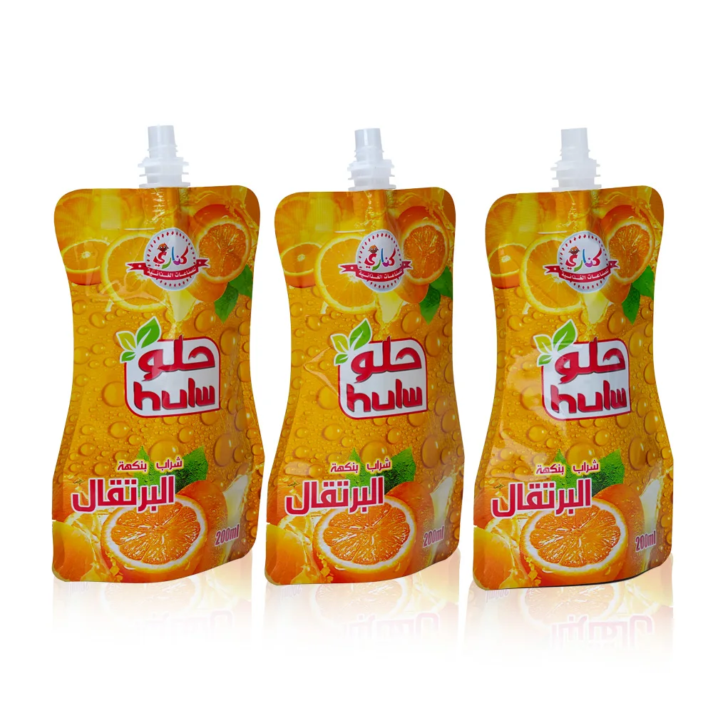 Factory Custom Printed Logo Recyclable Orange Mango Banana Flip Cap Spout Pouch Bags Water Juice Packing Pouch