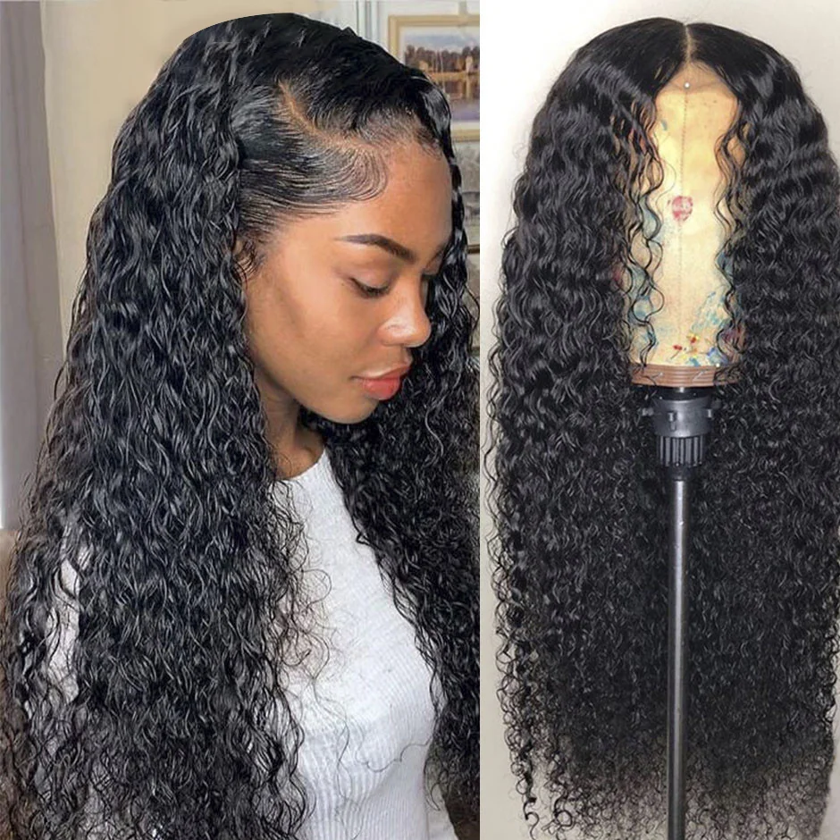 
 Парик повышенной плотности, перуанские кружевные передние парики для чернокожих женщин, человеческий кудрявый фронтальный парик с детскими волосами, натуральные волосы, парик с водяной волной  