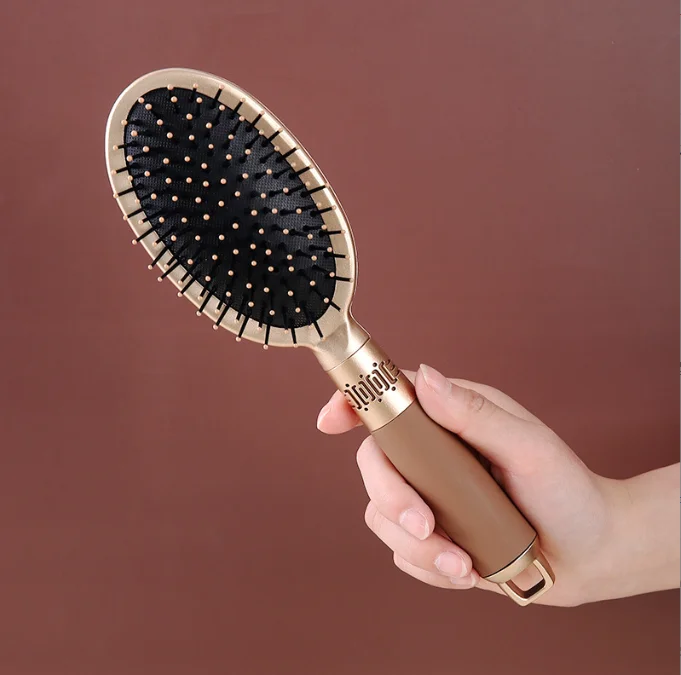 Brown Luxury Anti static 2 pcs per set round shape + massager brush in one set hair massager brush set