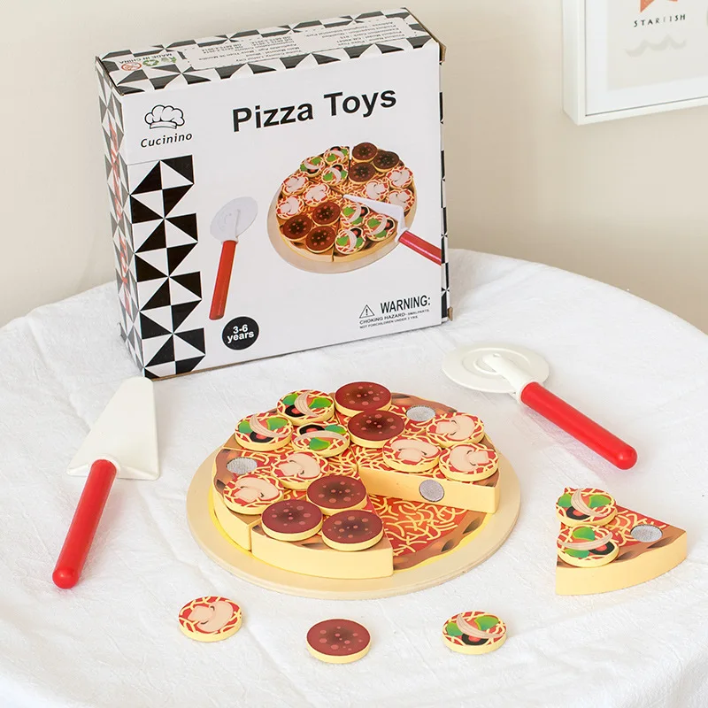 Birthday Gift High Simulation Pretend Play Kitchen Toys Abundant Accessories  Wooden Pizza Cutting Toys