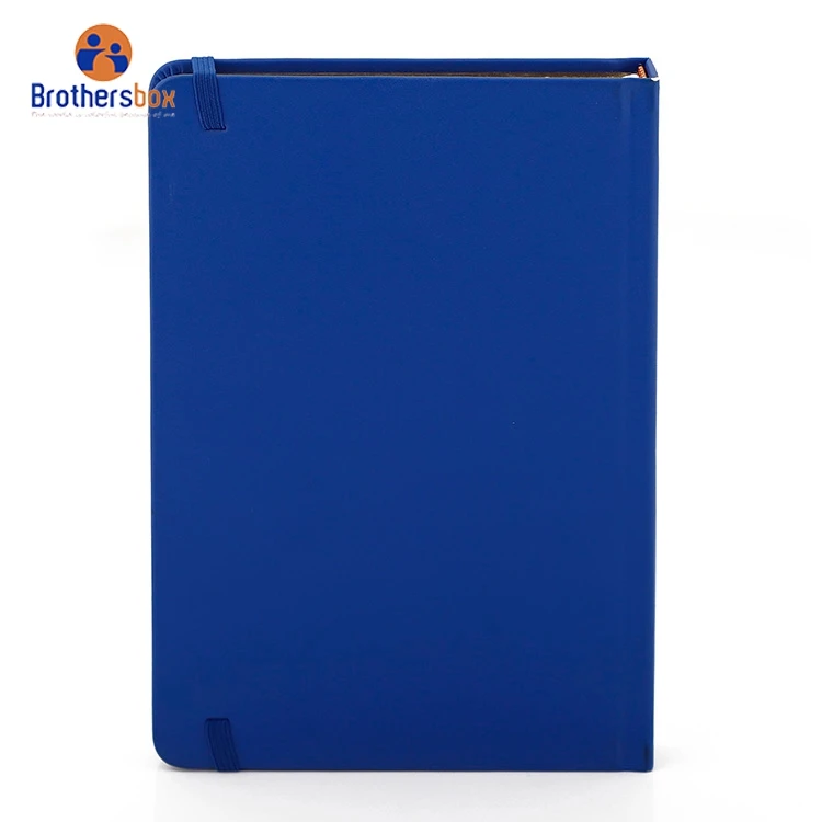 Custom printrd Blue Embossed Logo PU Notebook With Elastic Pen holder