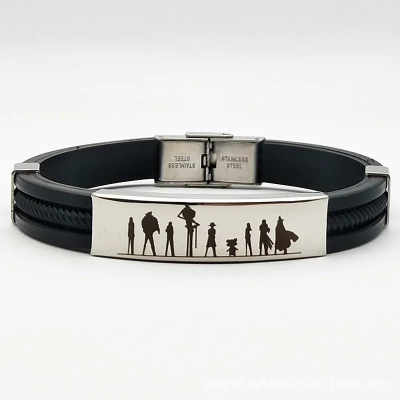 40 Designs Anime Sword Art Online Silicone Bracelet Luffy Nami Character Bangle Tokyo Ghoul Stainless Steel Adjustable Bracelet